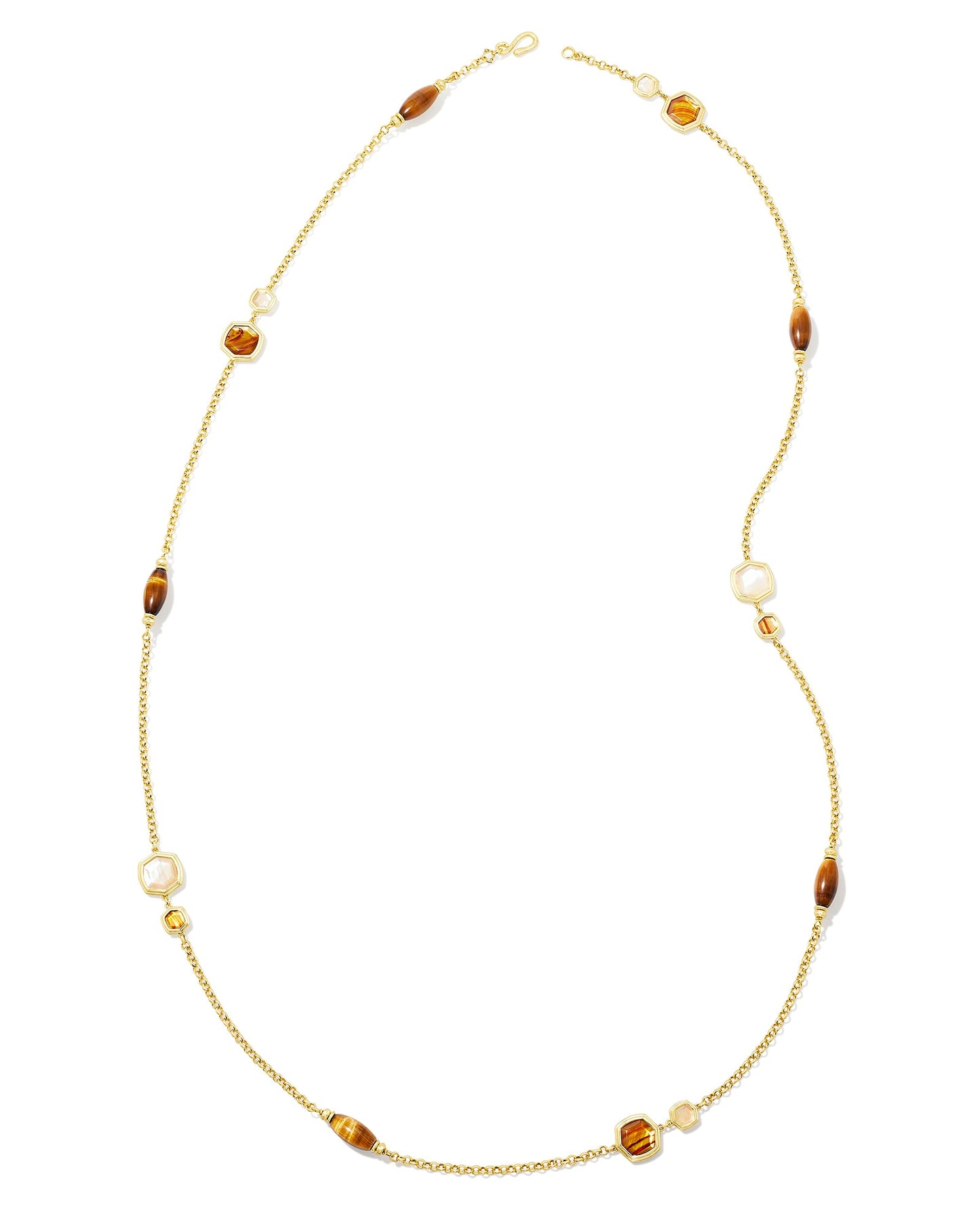 Kendra Scott Monica Long Strand Necklace-Gold Brown Mix