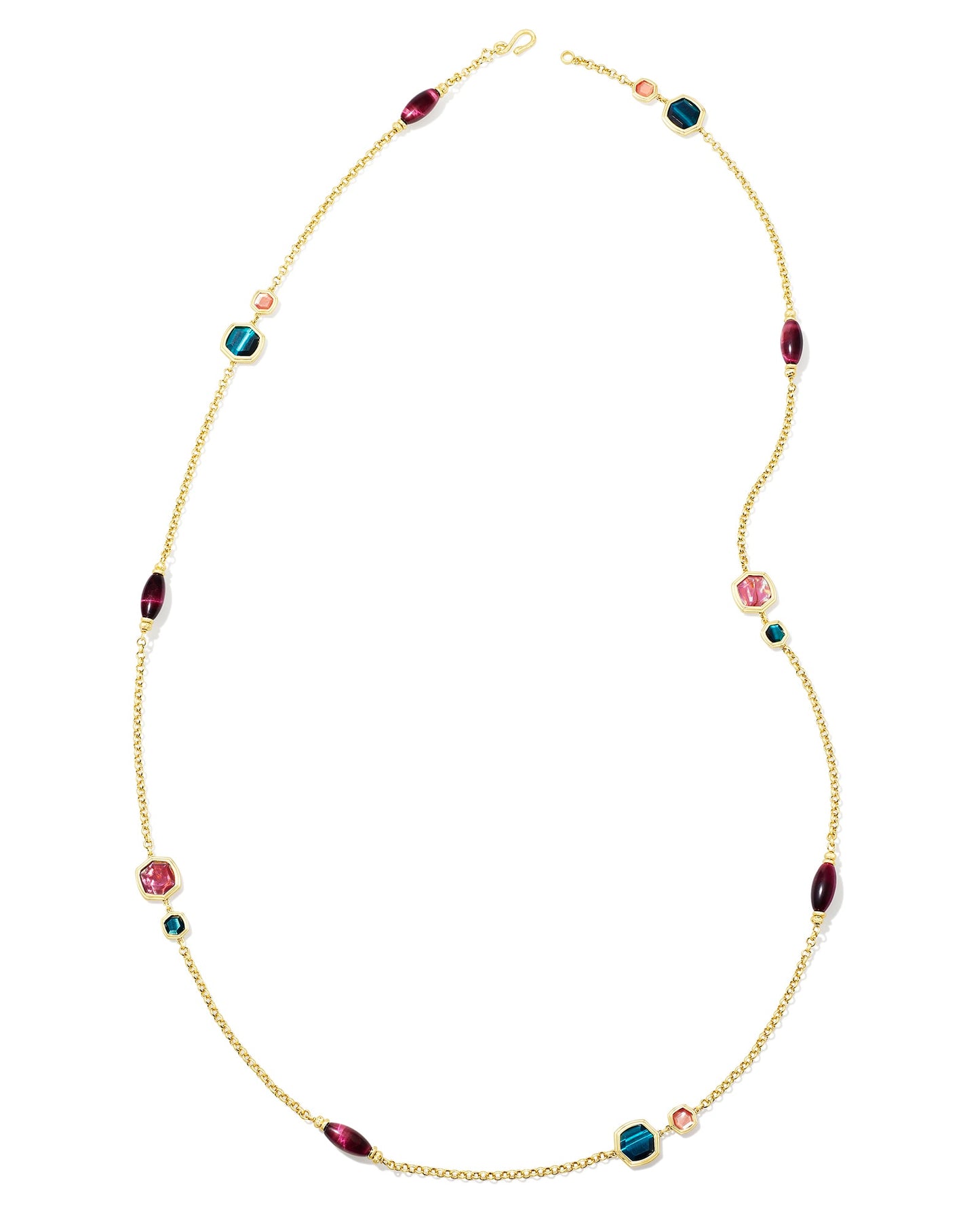 Kendra Scott Monica Long Strand Necklace-Gold Teal Mix