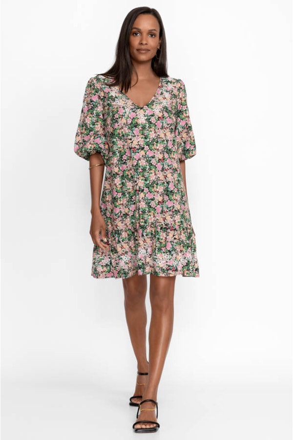 Johnny Was Rebekah Poplin Mini Dress-Multi