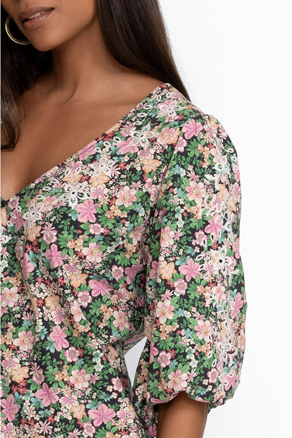 Johnny Was Rebekah Poplin Mini Dress-Multi