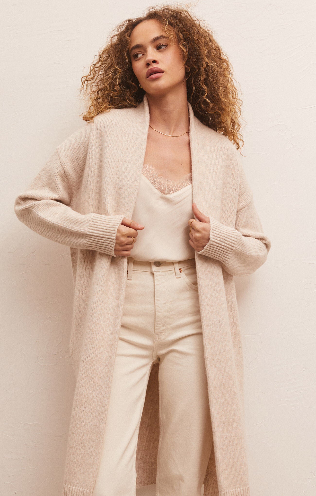 Z Supply Phoebe Duster Sweater-Light Oatmeal Heather