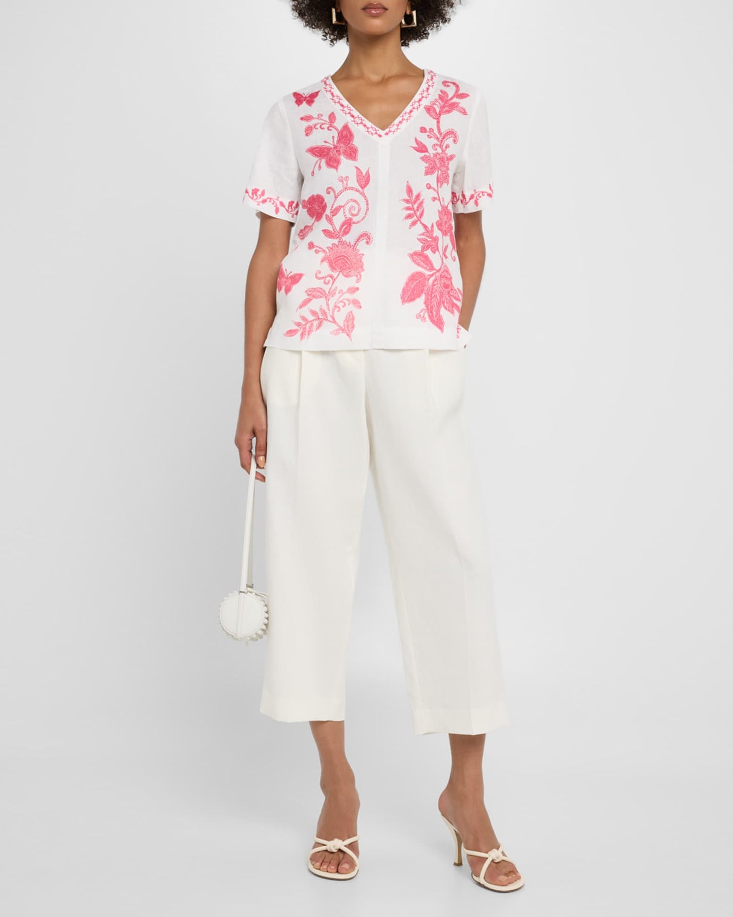 Johnny Was V-Neck Tie Back Blouse-Alycia (Ecru)