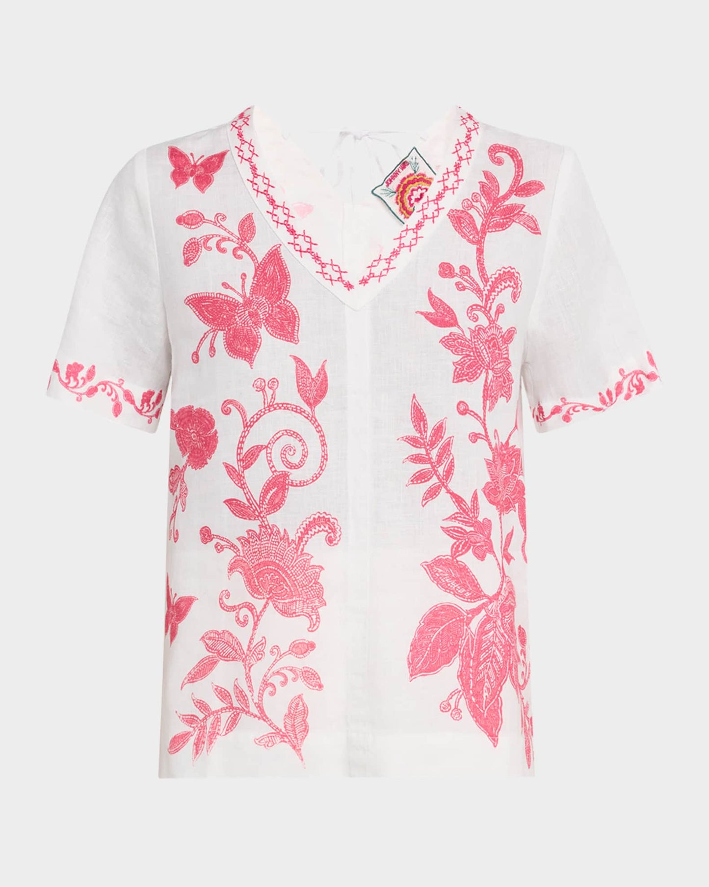 Johnny Was V-Neck Tie Back Blouse-Alycia (Ecru)