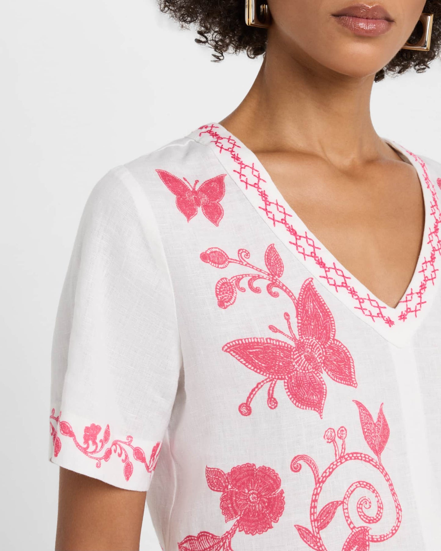 Johnny Was V-Neck Tie Back Blouse-Alycia (Ecru)