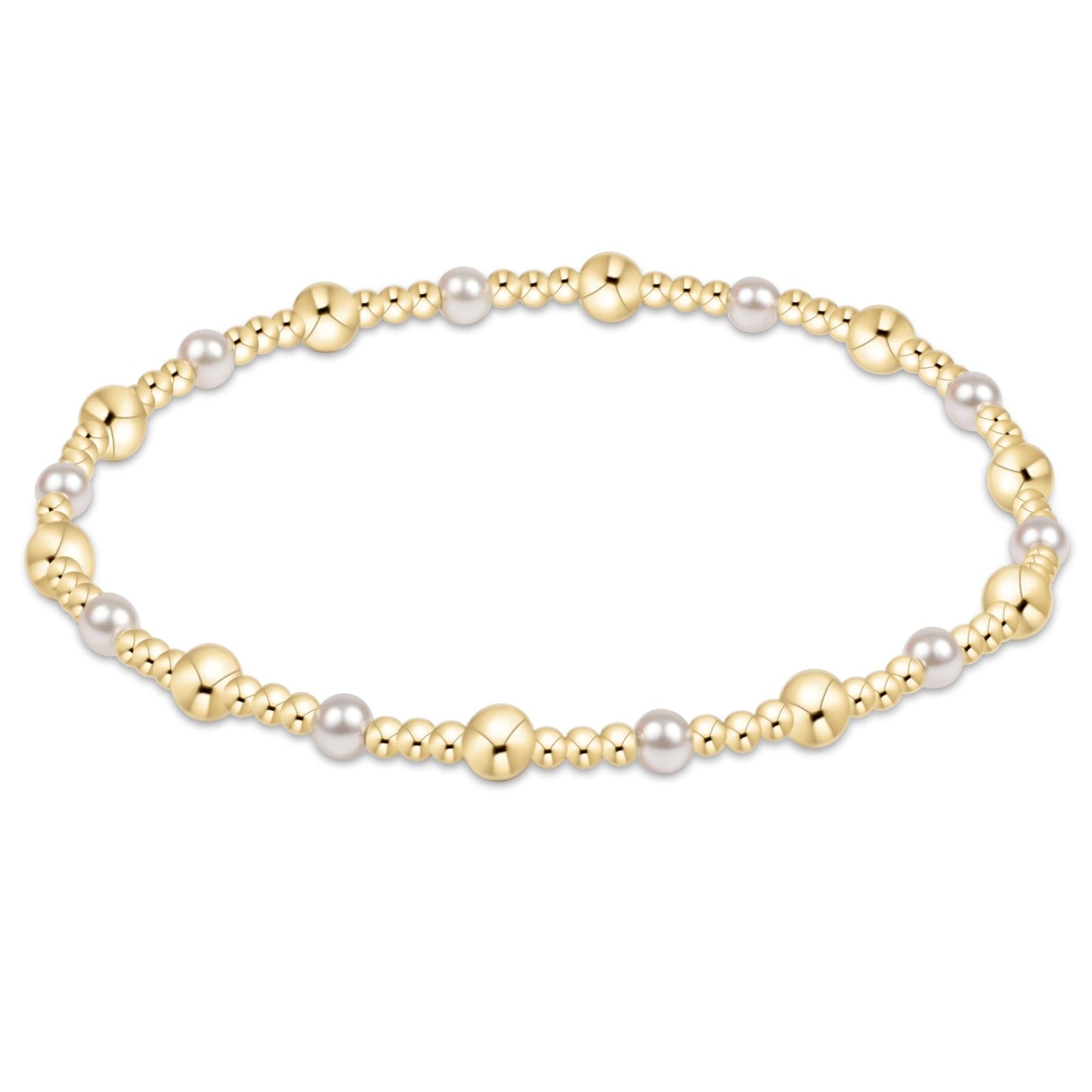 Enewton Classic Gold Sincerity Pattern 4mm Bead Bracelet-Pearl