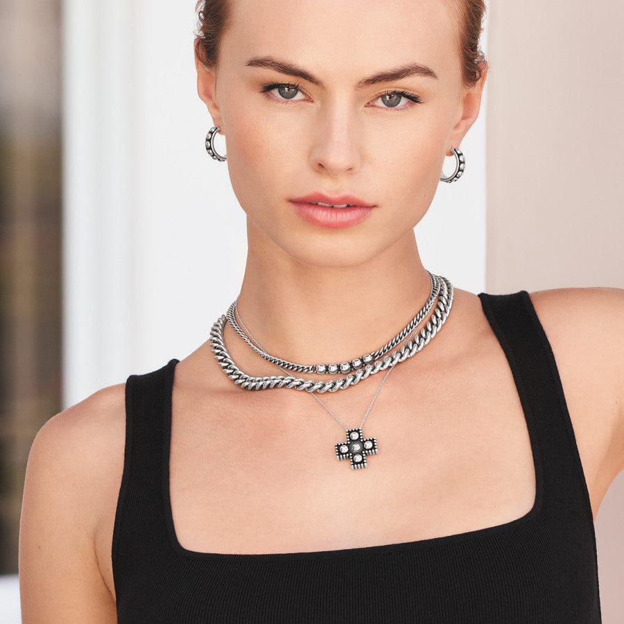 Brighton Pretty Tough Small Cross Necklace-Silver