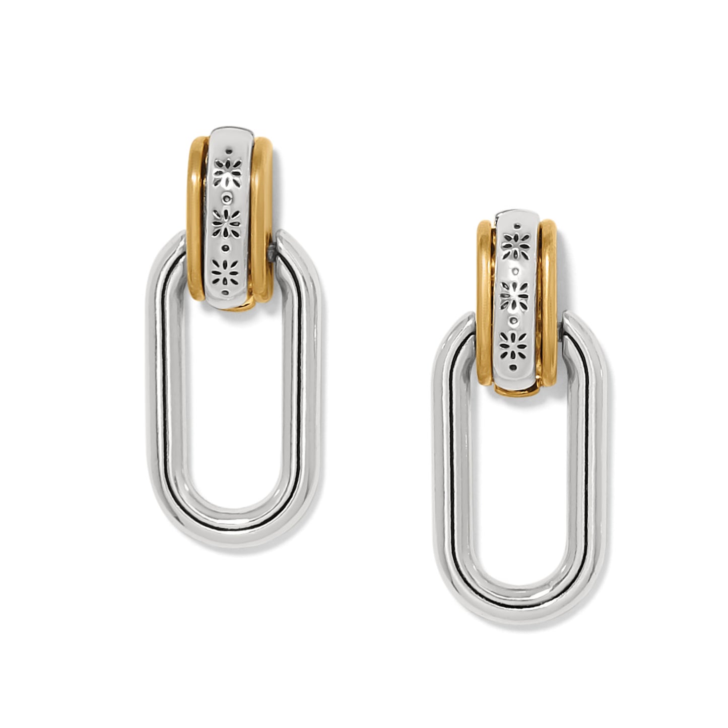 Brighton Mosaic Two-Tone Post Drop Earrings-Silver/Gold