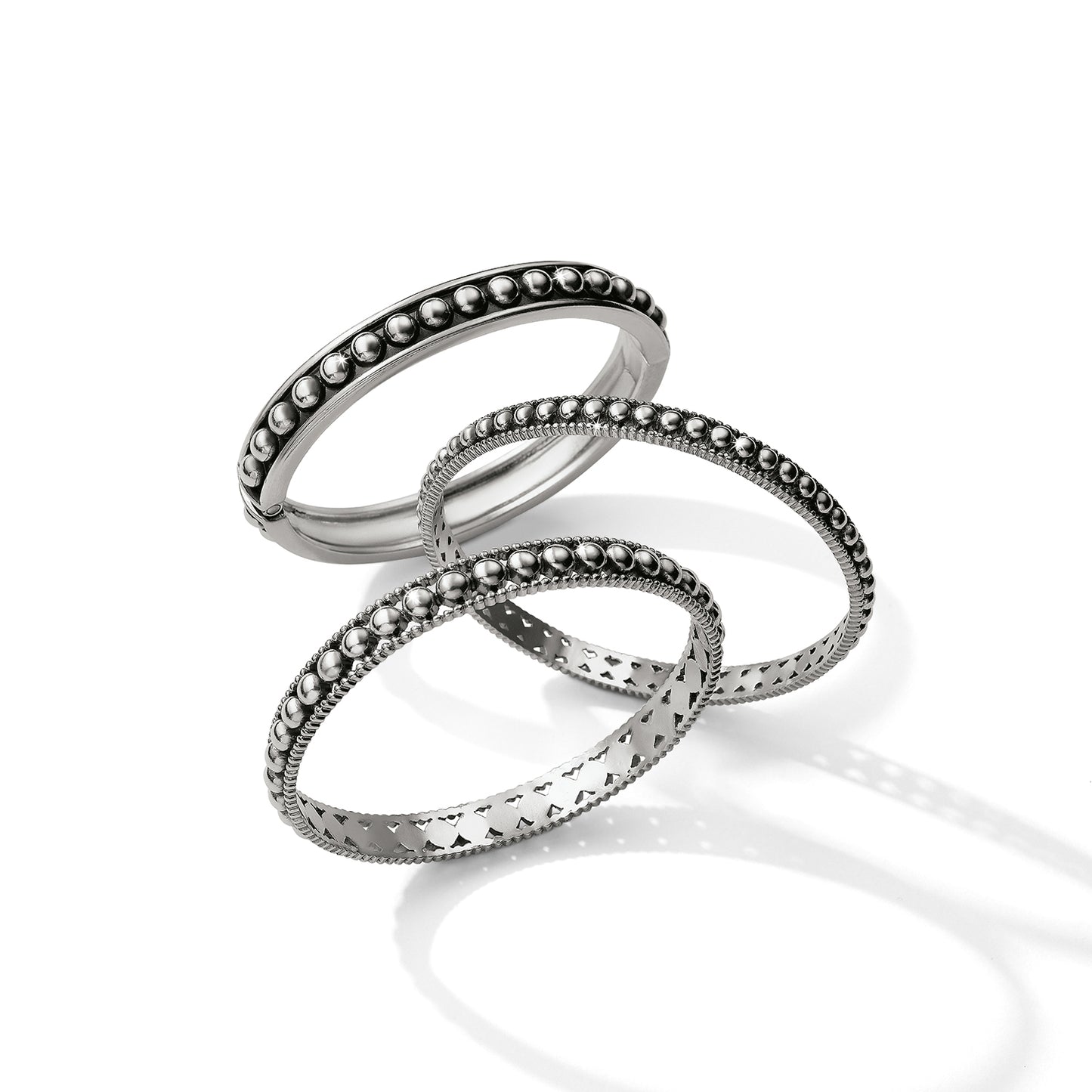 Brighton Pretty Tough Stud HInged Bangle-Silver