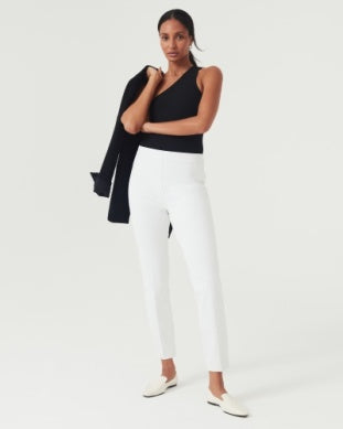 Spanx "On the Go" Ankle Slim Straight Pant with Ultimate Opacity Technology-Bright White