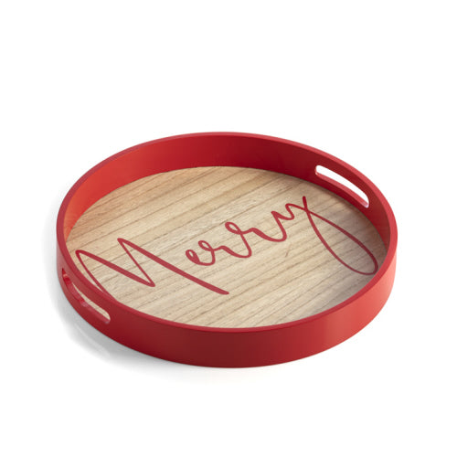 Shiraleah "Merry" Round Tray-Red