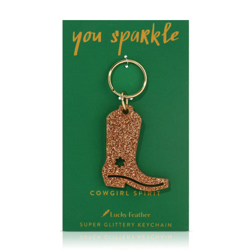 Lucky Feather Glitter Shape Keychain