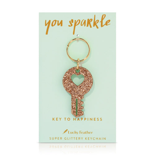 Lucky Feather Glitter Shape Keychain
