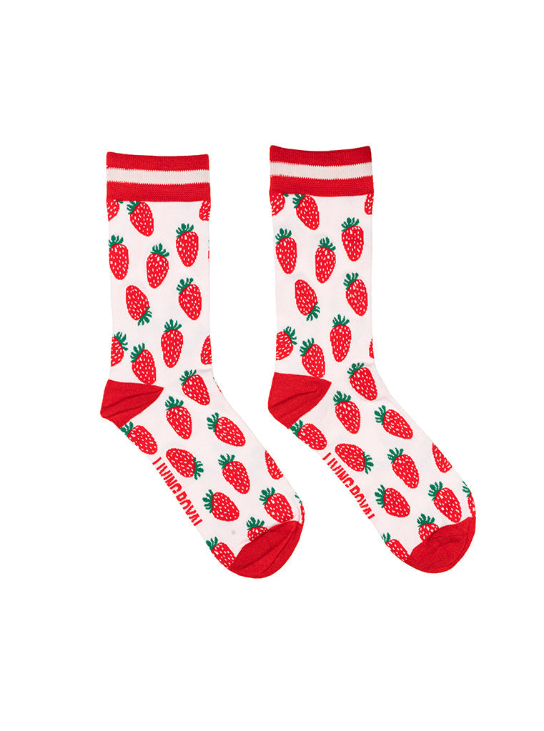 Living Royal Women's Bamboo Crew Socks - Strawberry