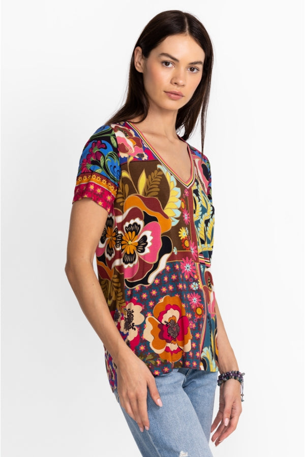 Johnny Was Promisino Favorite S/S V-neck Tee-Multi