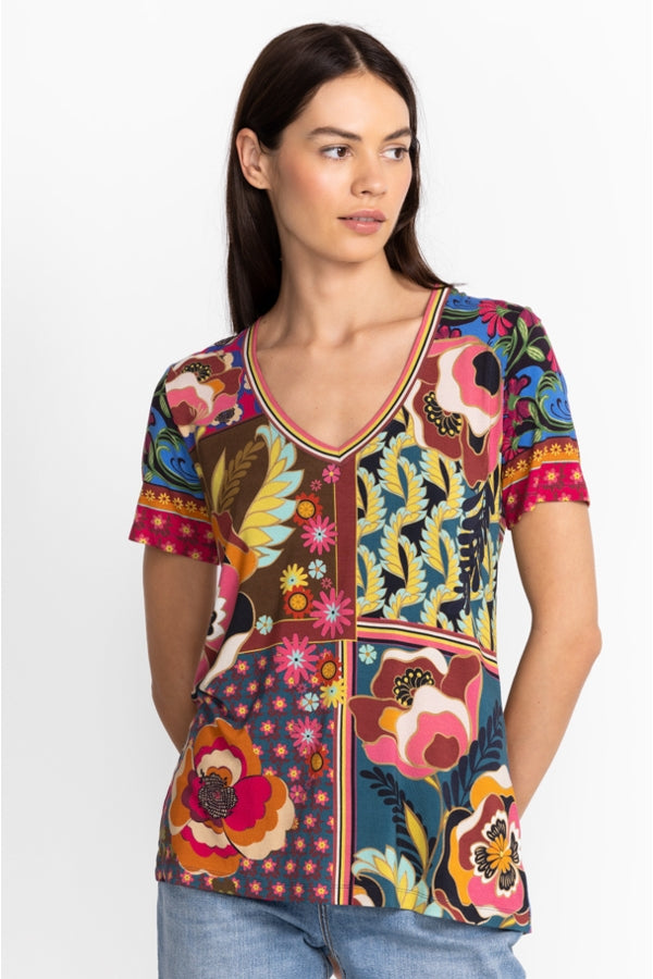 Johnny Was Promisino Favorite S/S V-neck Tee-Multi