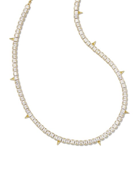 Kendra Scott Jacqueline Tennis Necklace-Gold White Crystal