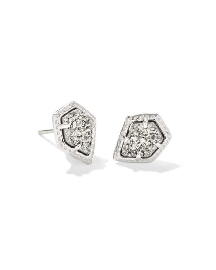 Kendra Scott Framed Tessa Stud Earrings-Silver Platinum Drusy