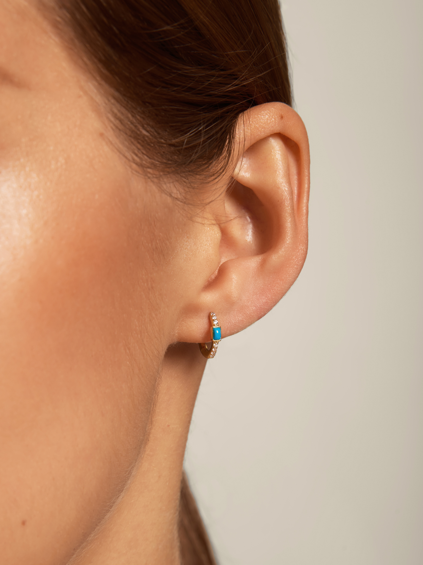 LeMel “Daisy" Turquoise & White Topaz Huggie Earrings