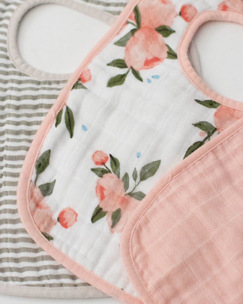 Little Unicorn Cotton Muslin Classic Bib 3 Pack - Watercolor Roses