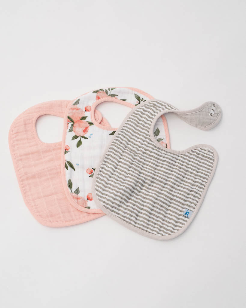 Little Unicorn Cotton Muslin Classic Bib 3 Pack - Watercolor Roses