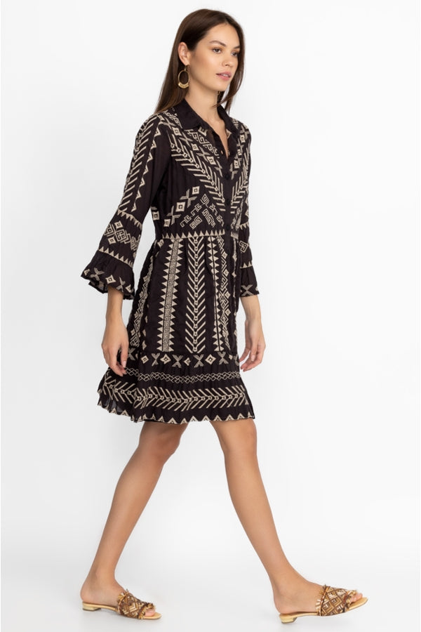 Johnny Was Charis Easy Tiered Dress with Slip -Black