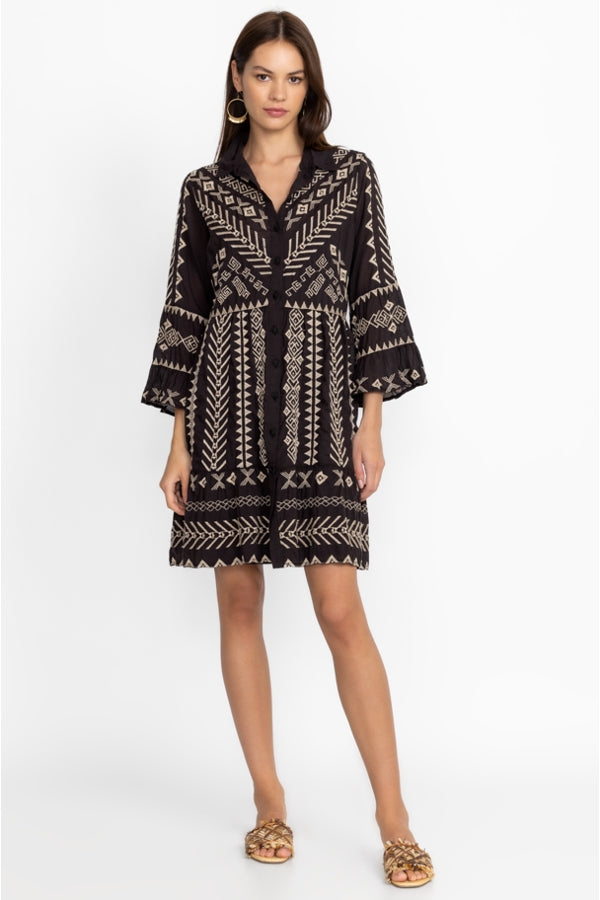 Johnny Was Charis Easy Tiered Dress with Slip -Black