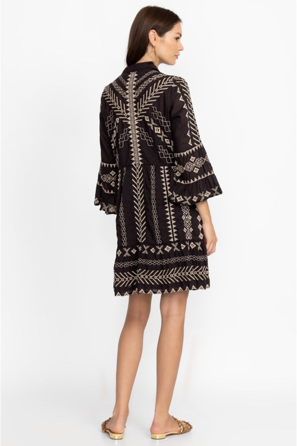 Johnny Was Charis Easy Tiered Dress with Slip -Black