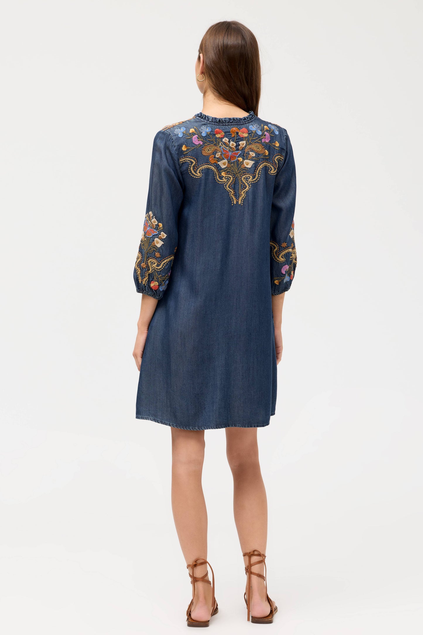 Johnny Was Durago Ruffle Field Dress- Denim Blue