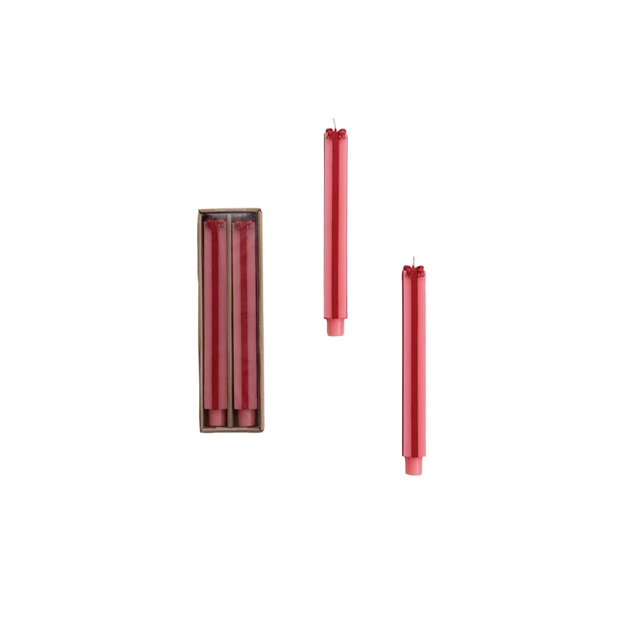 Unscented Package Shaped Taper Candles-Pink/Red