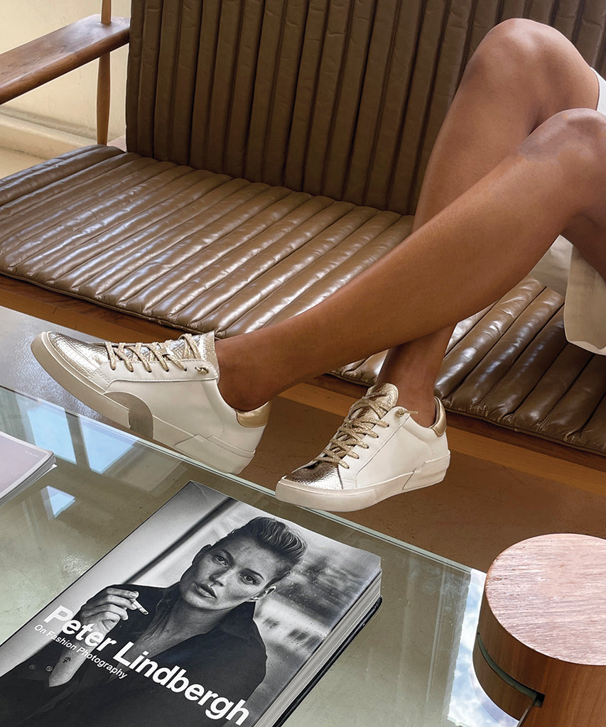 Dolce Vita "Zina" Sneaker-White Gold Leather