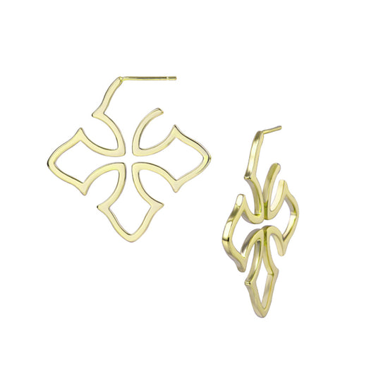 Natalie Wood Designs "Grace" Cross Hoop Earring-Gold