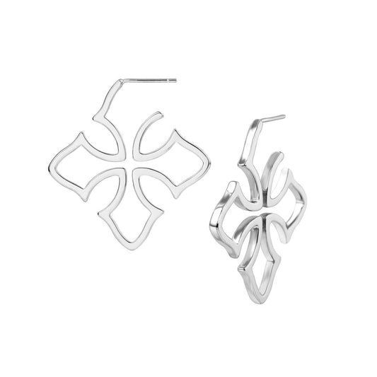 Natalie Wood Designs "Grace" Cross Hoop Earrings-Silver