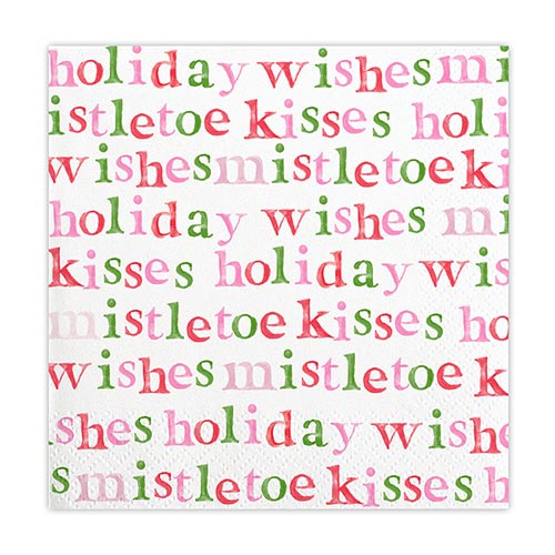 Slant "Mistletoe Kisses" Beverage Napkins