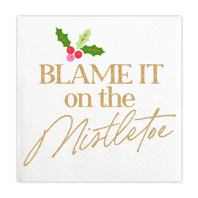 Slant "Blame It on the Mistletoe" Beverage Napkins
