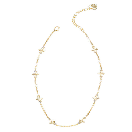 Natalie Wood "Believer" Mini Cross Necklace-Gold