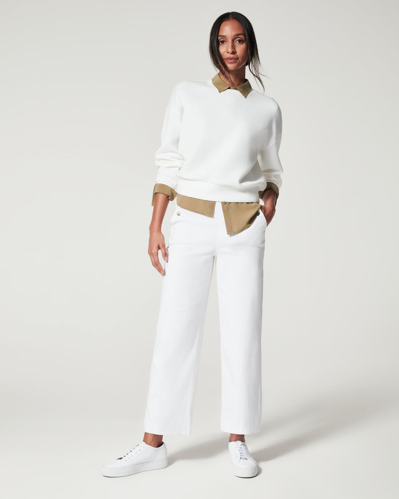 Spanx Stretch Twill Cropped Wide Leg Pant-Bright White