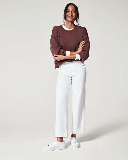 Spanx Stretch Twill Cropped Wide Leg Pant-Bright White