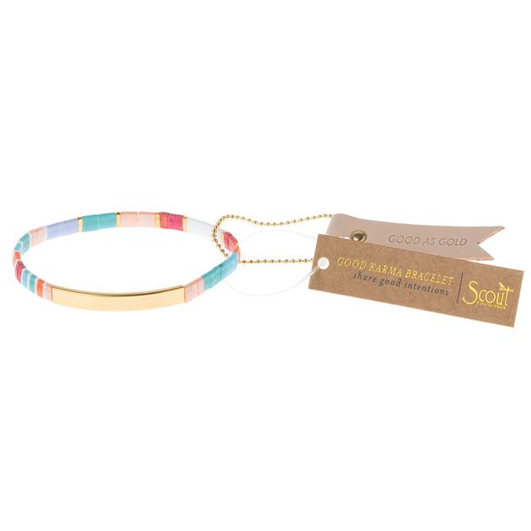 Scout Curated "Good Karma" Miyuki Bracelet | Good As Gold - Aqua Multi/Gold