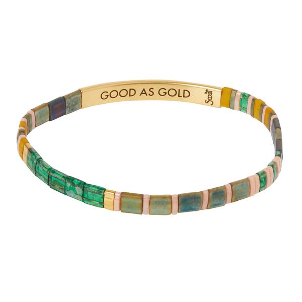 Scout Curated "Good Karma" Miyuki Bracelet | Good as Gold - Forest/Blush/Gold