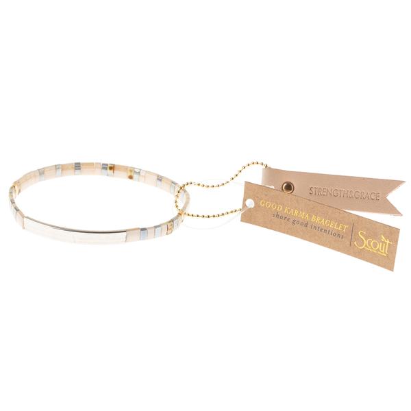 Scout Curated "Good Karma" Miyuki Bracelet | Strength & Grace - Ivory/Silver