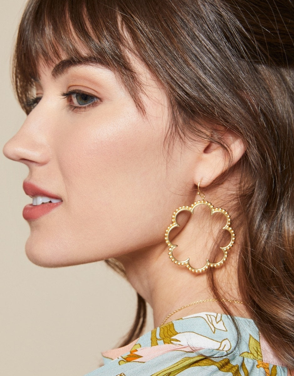 Spartina 449 Dotted Daisy Earrings-Gold