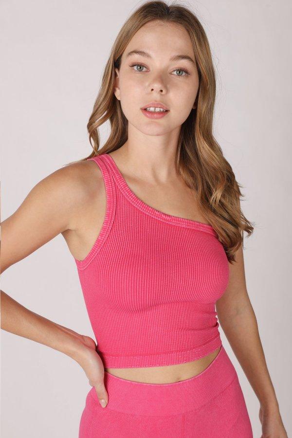 Niki Biki Vintage One Shoulder Crop Top - Available in 9 Colors