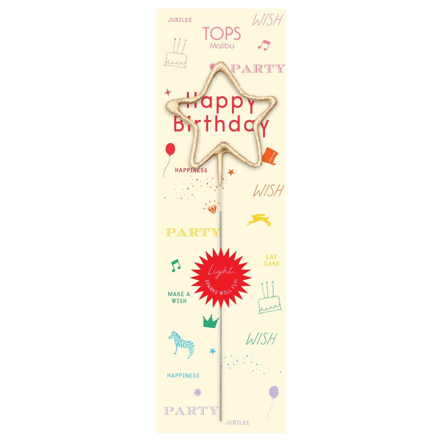 Big Golden Sparkler - Happy Birthday Rainbow