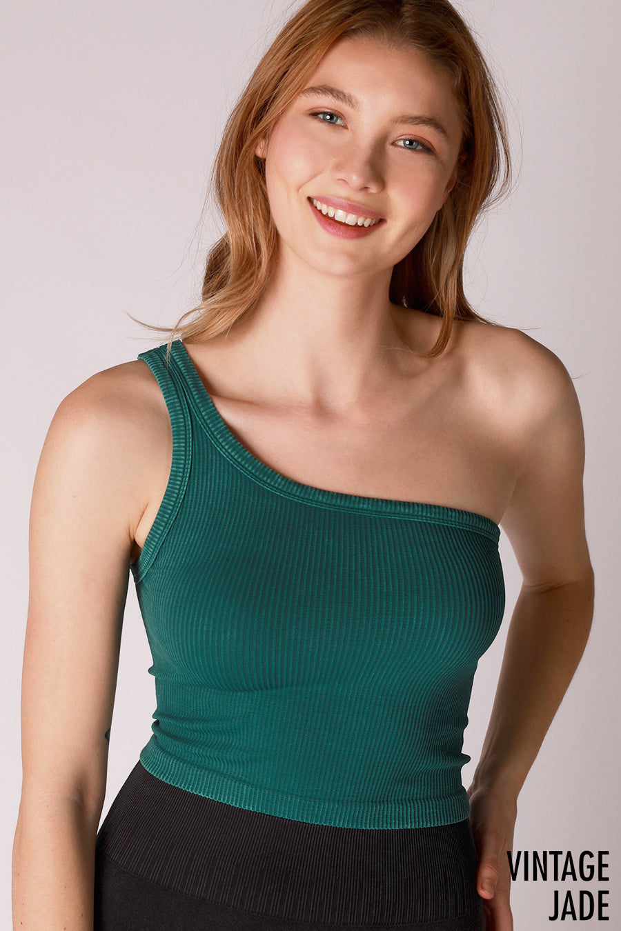 Niki Biki Vintage One Shoulder Crop Top - Available in 9 Colors