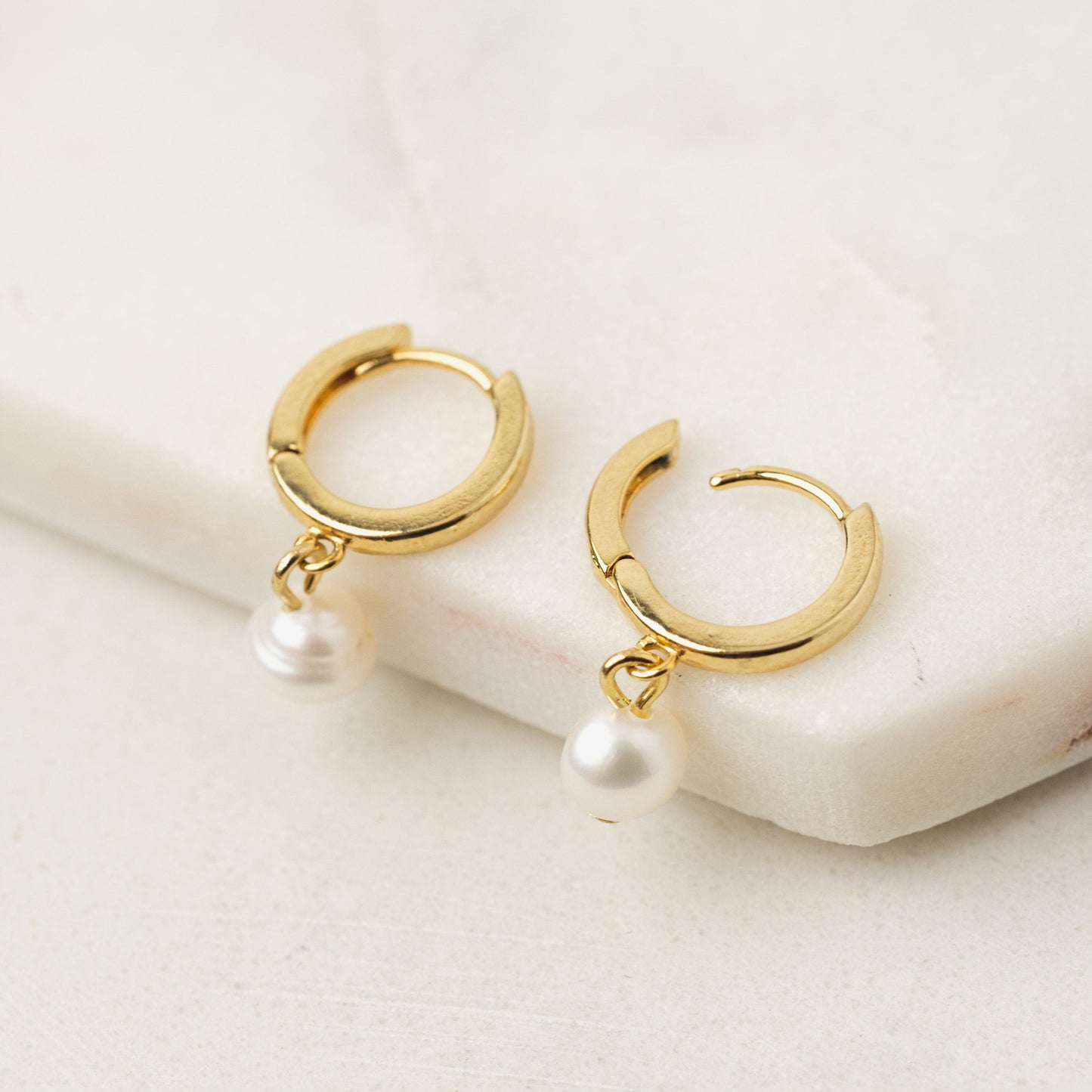 Lovers Tempo “Amari” Pearl Hoop Earrings-Gold