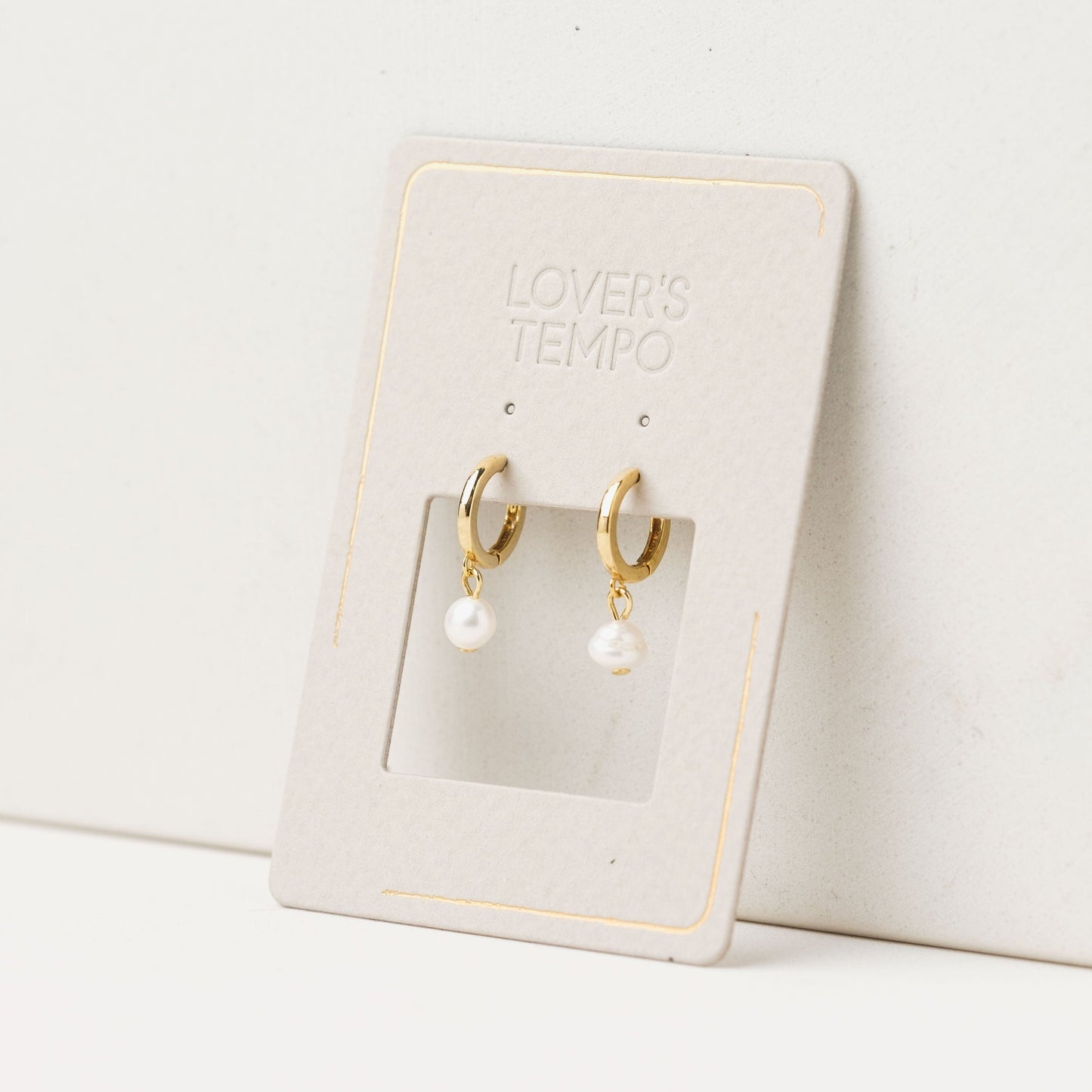 Lovers Tempo “Amari” Pearl Hoop Earrings-Gold