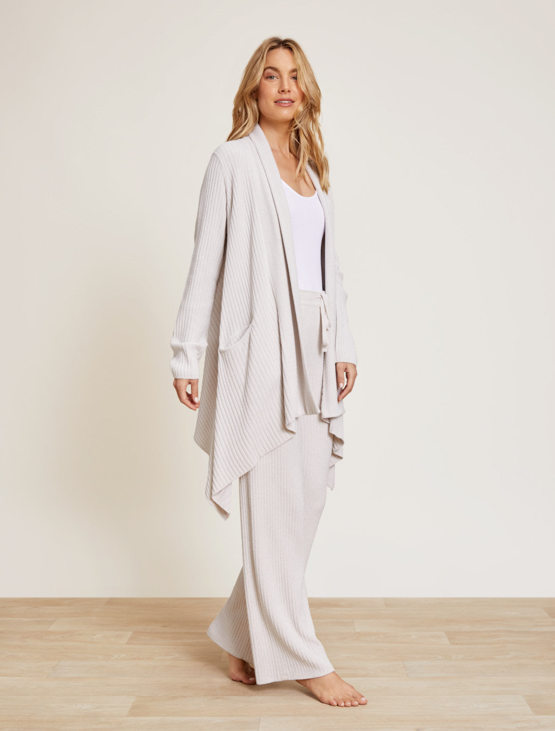 Barefoot Dreams CozyChic Ultra Lite® Draped Shawl Collar Cardi-Almond