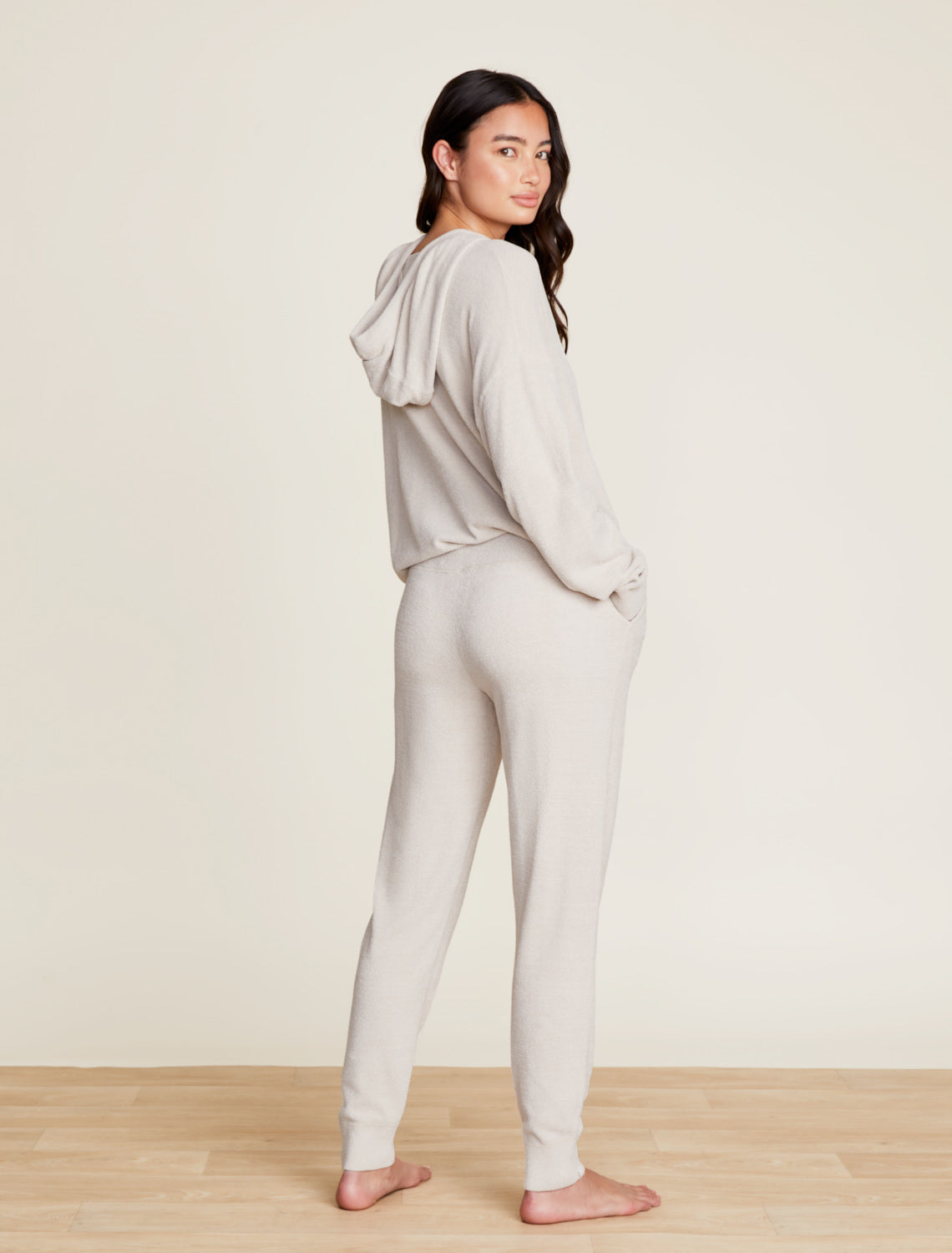 Barefoot Dreams CozyChic Ultra Lite® Funnel Neck Hooded Pullover-Bisque