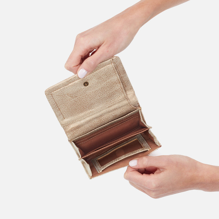 Hobo Bags "Lumen" Medium Bifold Compact Wallet-Gold Leaf