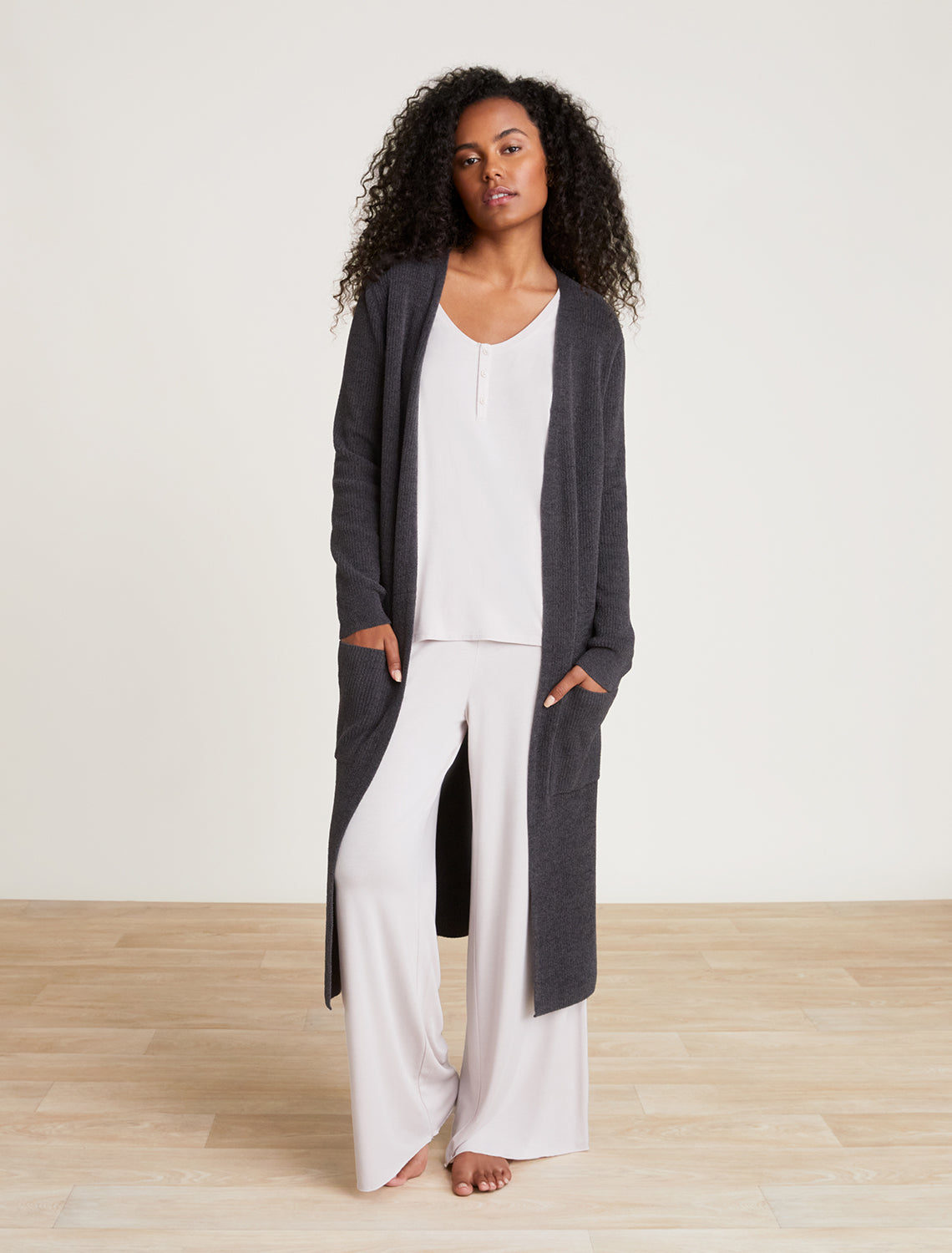 Barefoot Dreams CozyChic Ultra Lite Long Cardi-Carbon